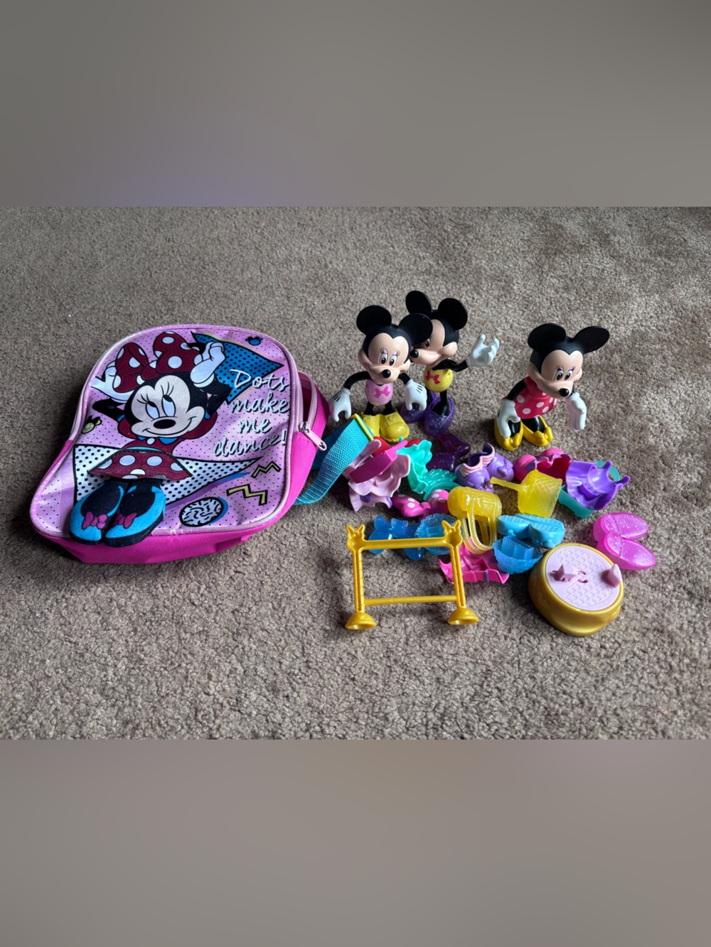 Disney Pink Minnie Mouse Kids Backpack with Blue and Black Accents